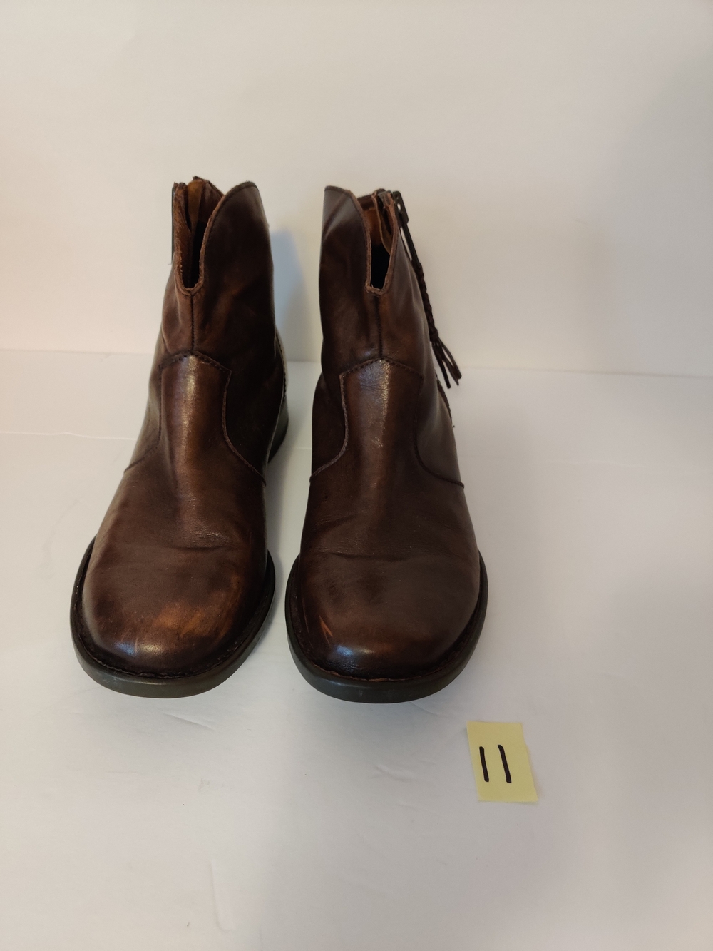 Born Brown Leather Zip Ankle Boots 8 - Picture 2 of 4